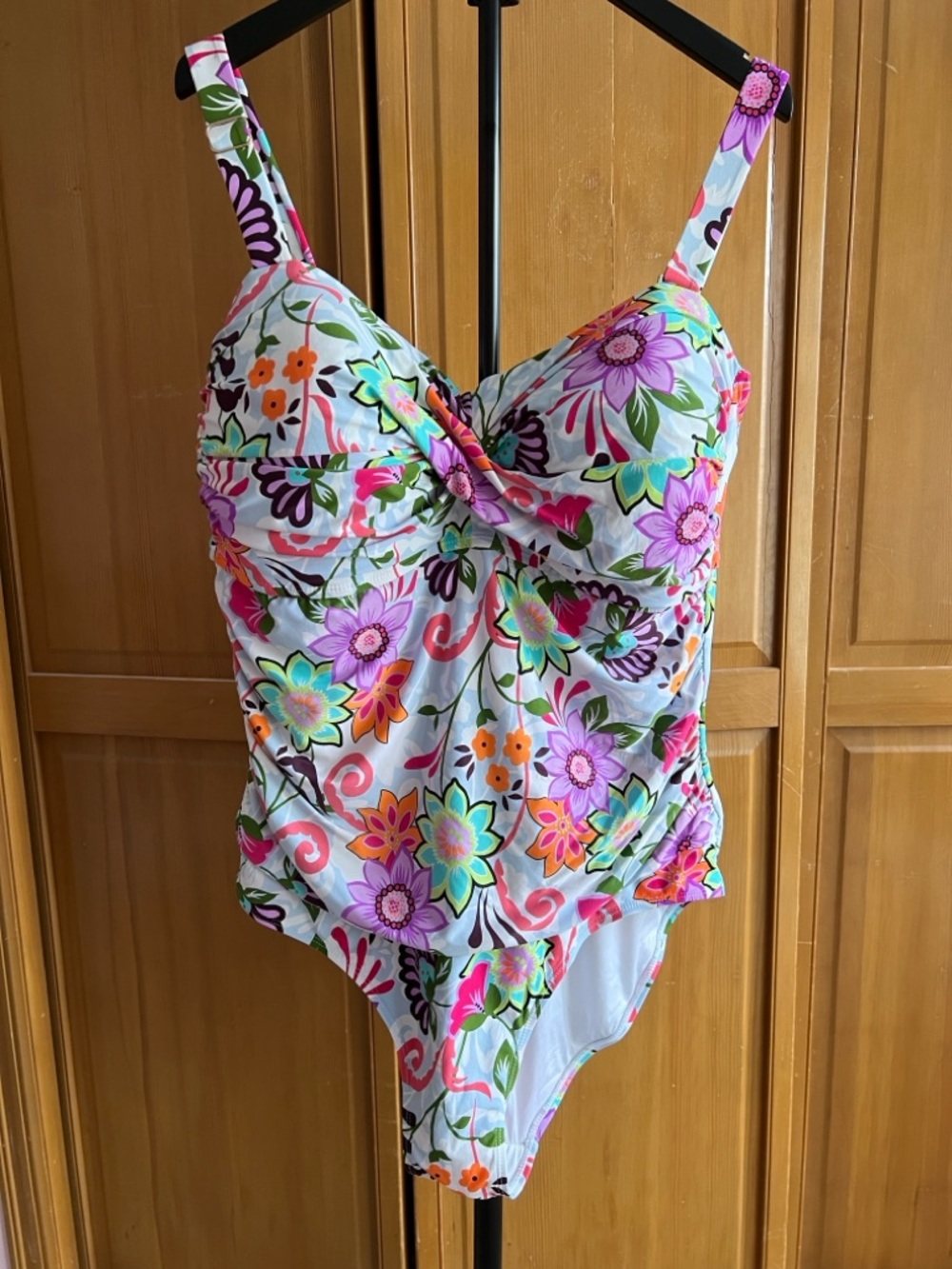 Anne Cole Vibrant Floral One-Piece Swimsuit - Light Blue, Pink, Green